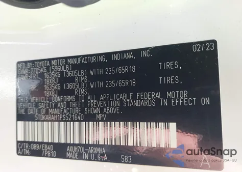 2023 Toyota Highlander Hybrid Xle z USA, uszkodzony, nr VIN 5TDKARAH1PS521640